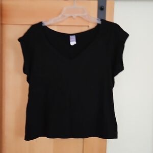 Black V-Neck Women's Top